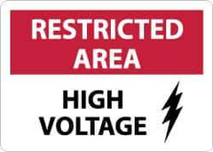 NMC - "Restricted Area - High Voltage", 10" Long x 14" Wide, Aluminum Safety Sign - Rectangle, 0.04" Thick, Use for Accident Prevention - All Tool & Supply