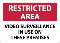 NMC - "Restricted Area - Video Surveillance in Use on These Premises", 10" Long x 14" Wide, Aluminum Safety Sign - Rectangle, 0.04" Thick, Use for Security & Admittance - All Tool & Supply