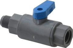 Specialty Mfr - 1/4" Pipe, PVC Standard Ball Valve - Inline - One Way Flow, MNPT x FNPT Ends, Wedge Handle, 125 WOG - All Tool & Supply