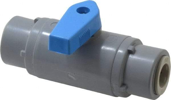 Specialty Mfr - 3/8" Pipe, PVC Standard Ball Valve - Inline - One Way Flow, Push-to-Connect x Push-to-Connect Ends, Wedge Handle, 125 WOG - All Tool & Supply