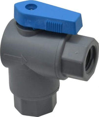 Specialty Mfr - 1/4" Pipe, PVC Standard Ball Valve - Right Angle, FNPT x FNPT Ends, Wedge Handle, 125 WOG - All Tool & Supply