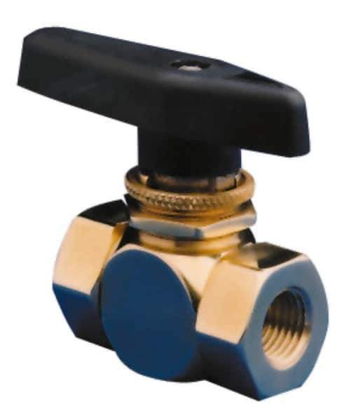 Specialty Mfr - 1/8" Pipe, Brass Standard Ball Valve - Right Angle, FNPT x FNPT Ends, Wedge Handle, 500 WOG - All Tool & Supply