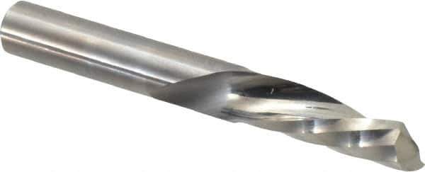 Onsrud - 3/8" Cutting Diam x 1-1/8" Length of Cut, 1 Flute, Downcut Spiral Router Bit - Uncoated, Right Hand Cut, Solid Carbide, 3" OAL x 3/8" Shank Diam, Single Edge, 21° Helix Angle - All Tool & Supply