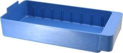 Quantum Storage - 28 Lb. Load Capacity, 11-5/8" Deep, Blue High-Impact Polystyrene Drawer Bin - 2-1/8" High x 5-9/16" Wide x 11-5/8" Long - All Tool & Supply