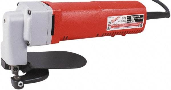 Milwaukee Tool - 4,000 SPM, 120 Volt, Angled Handle, Handheld Electric Shear - 16 Gauge (Steel) & 18 Gauge (Stainless Steel) Cutting Capacity - All Tool & Supply