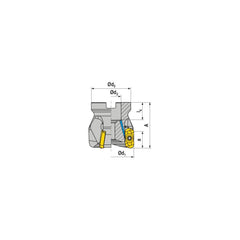 Indexable Square-Shoulder Face Mill:  AHSC200R0411A075175EF,  2'' Cut Dia,  0.7500″ Arbor Hole Dia,  0.3930″ Max Cutting Depth Uses  4,  XD..11T3 Inserts,  Through Coolant,  Series  AHSC-11