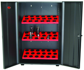 Wall Tree Locker - Holds 10 Pcs. HSK100A Taper - Textured Black with Red Shelves - All Tool & Supply