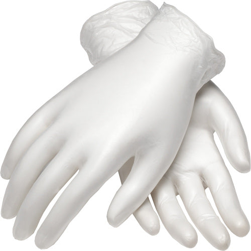 ‎100-2824/L CE Single Use Gloves - Co-Polymer Vinyl - Class 10 - 9 1/2 In Length - 5 mil - Powder Free - Exact Industrial Supply