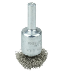 1″ Circular Flared Crimped Wire End Brush, .006″ Stainless Steel Fill - All Tool & Supply