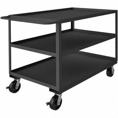 Heavy-Duty Service Utility Cart: Gray Gray, Phenolic Casters, 3 Shelves