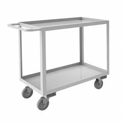 Mobile Utility Cart: Silver Stainless, Polyurethane Casters, 2 Shelves