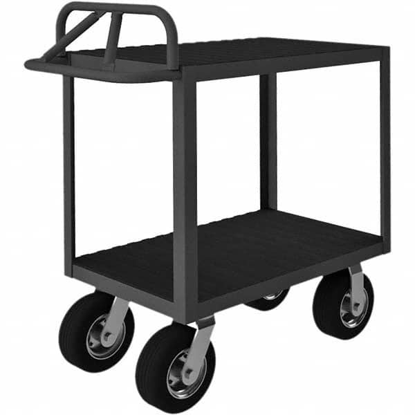 Instrument Utility Cart: Gray Gray, Semi-Pneumatic Casters, 2 Shelves