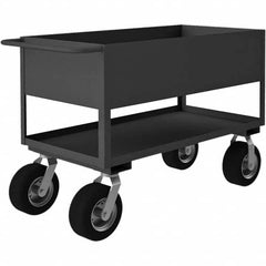 Heavy-Duty Service Utility Cart: Gray Gray, Semi-Pneumatic Casters, 2 Shelves