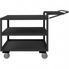 Order Picking Utility Cart: Gray Gray, Polyurethane Casters, 3 Shelves