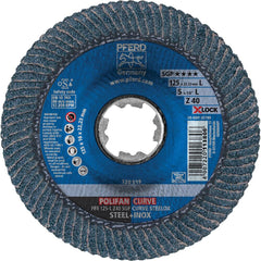 PFERD - Flap Discs; Abrasive Type: Coated ; Flap Disc Type: Compact ; Disc Diameter (Inch): 5 ; Abrasive Material: Zirconia Alumina ; Grit: 40 ; Attaching System: Quick Change X-Lock - Exact Industrial Supply