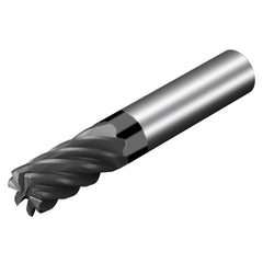 Corner Radius End Mill: 3/8″ Dia, 1″ LOC, 0.06″ Radius, 7 Flutes, Solid Carbide 2-1/2″ OAL, 3/8″ Shank Dia, 36.5 ° Helix, AlTiN Coated, Corner Radius End, Centercutting, Series CoroMill Dura