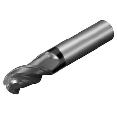 Sandvik Coromant - 1/2" Diam, 1" LOC, 3 Flute Solid Carbide Ball End Mill - Exact Industrial Supply