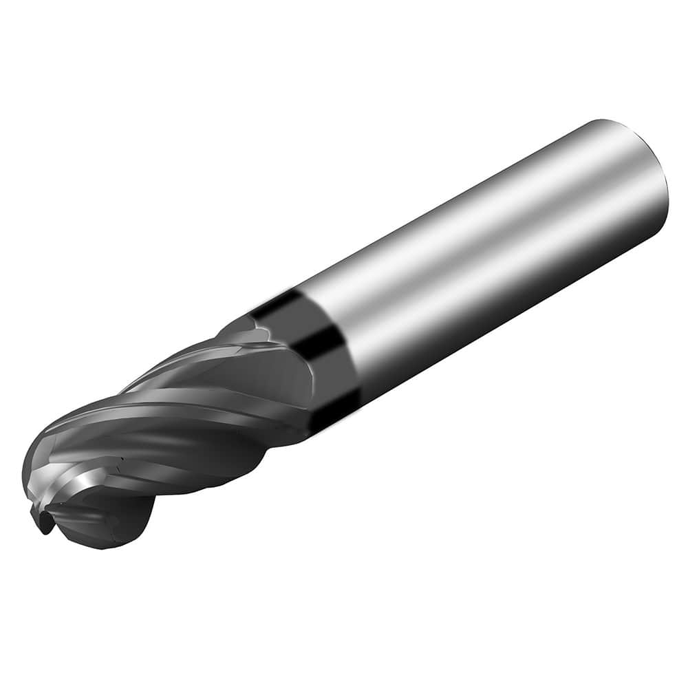 Sandvik Coromant - 1/2" Diam, 1" LOC, 4 Flute Solid Carbide Ball End Mill - Exact Industrial Supply