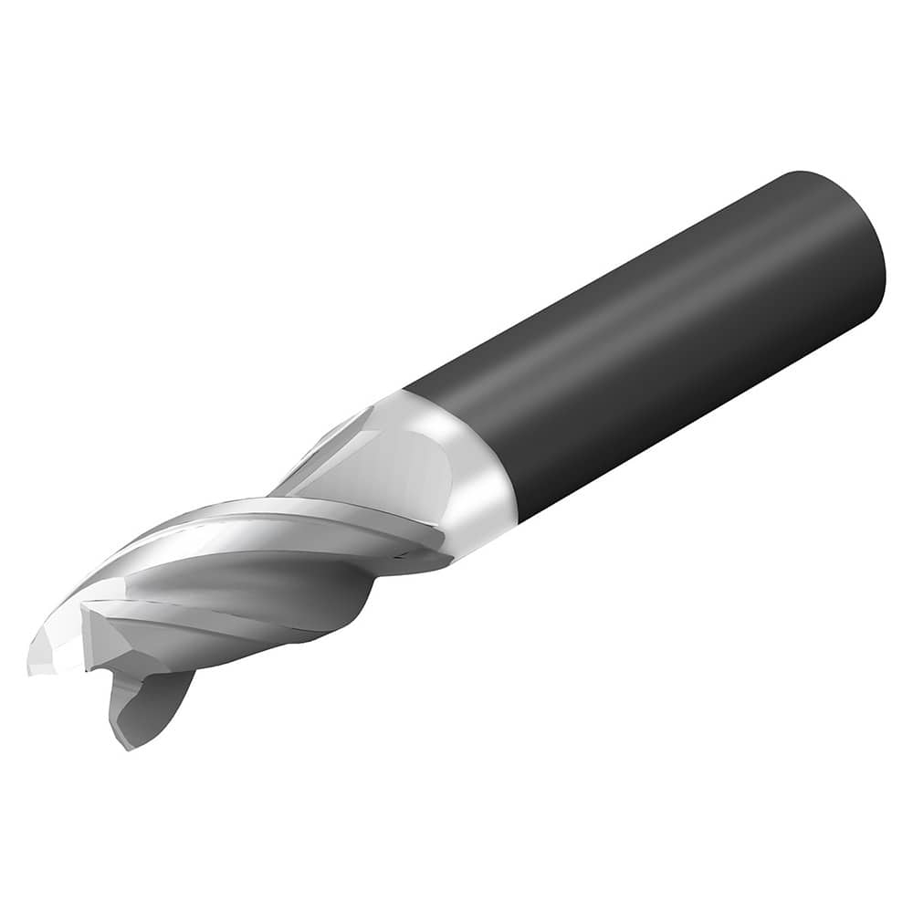 Square End Mill: 3/8'' Dia, 1/2'' LOC, 3/8'' Shank Dia, 2'' OAL, 3 Flutes, Solid Carbide Single End, Uncoated, 35 ° Variable Helix, Centercutting, RH Cut, RH Flute, Series CoroMill Dura