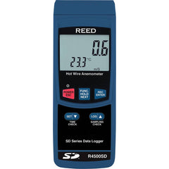 REED Instruments - Airflow Meters & Thermo-Anemometers; Type: Airflow Meter ; Maximum Air Velocity ft/min (Feet): 4921 ; Min Air Velocity ft/min (Feet): 40 ; Min Air Velocity km/hr: 25.000 ; Min Air Velocity knots: 0.400 ; Min Air Velocity mph: 0.5000 - Exact Industrial Supply