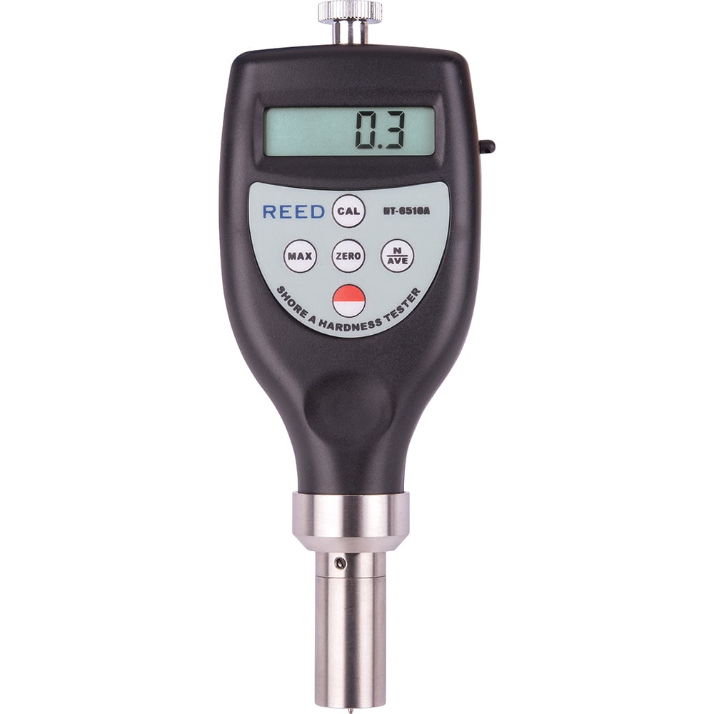 REED Instruments - Portable Electronic Hardness Testers; Scale Type: Shore A ; Minimum Hardness: 10 HA ; Maximum Hardness: 90 HA ; Hardness Range: 10 to 90 HA ; Resolution: .1 ; Power Source: (2) AAA Batteries - Exact Industrial Supply