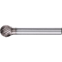 PFERD - SD-3, 3/8" Cut Diam, 1/4" Shank Diam, Carbide Double Cut Ball Burr - Exact Industrial Supply