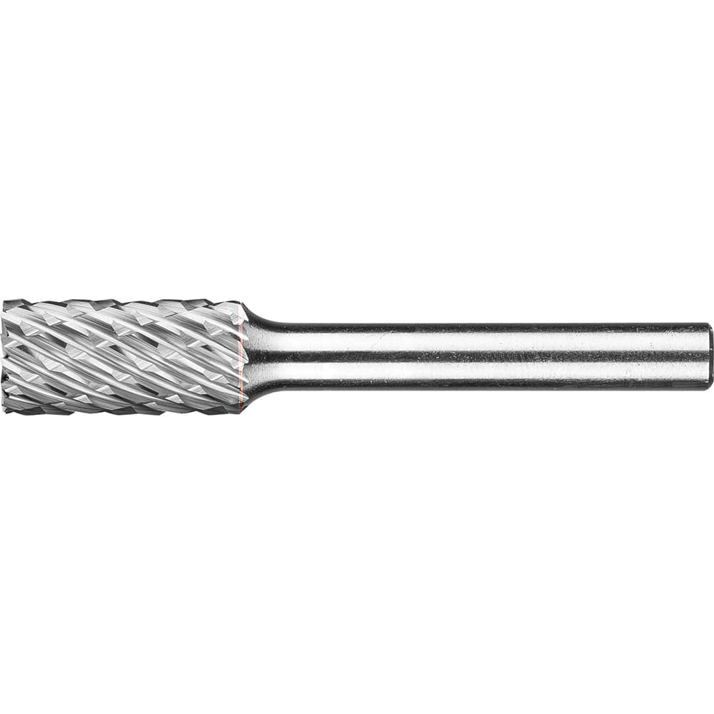 PFERD - SB-3, 3/8" Cut Diam, 1/4" Shank Diam, Carbide End Cut Diamond Cut Cylinder Burr - Exact Industrial Supply