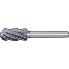 PFERD - SC-5, 1/2" Cut Diam, 1/4" Shank Diam, Carbide End Cut Aluma Cut Cylinder with Radius End Burr - Exact Industrial Supply