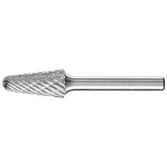 PFERD - SL-4, 1/2" Cut Diam, 1/4" Shank Diam, Carbide Diamond Pattern Tree with Radius End Burr - Exact Industrial Supply