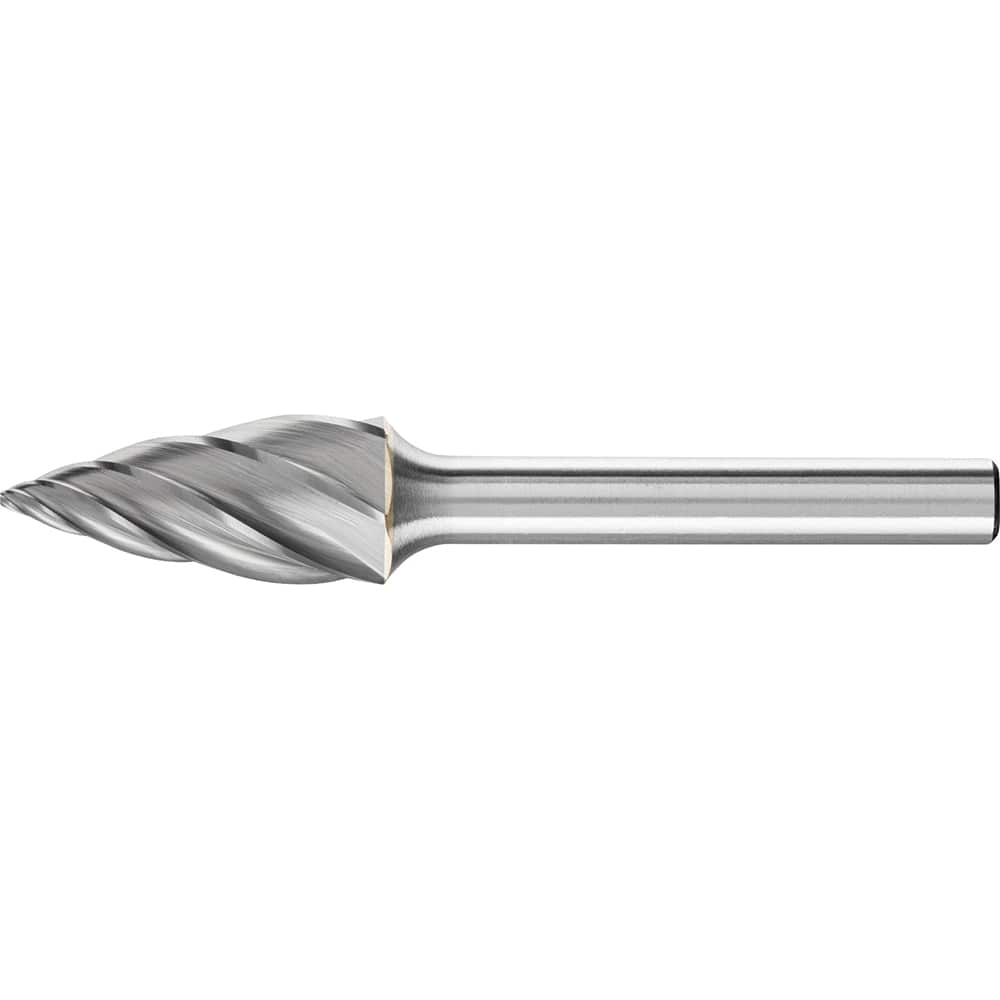 PFERD - SG-5, 1/2" Cut Diam, 1/4" Shank Diam, Carbide End Cut Aluma Cut Tree with Pointed End Burr - Exact Industrial Supply