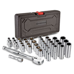 Powerbuilt - 38 Pc Mechanics Socket Set - Exact Industrial Supply