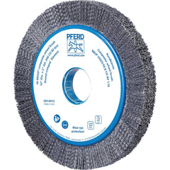 PFERD - Wheel Brushes; Outside Diameter (Inch): 10 ; Wire Type: Crimped; Round ; Fill Material: Nylon; Ceramic ; Trim Length (Inch): 1-1/2 ; Filament Wire Diameter Range: 0.0300 & Above ; Maximum RPM: 3600.000 - Exact Industrial Supply