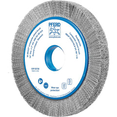 PFERD - Wheel Brushes; Outside Diameter (Inch): 10 ; Wire Type: Crimped; Round ; Fill Material: Nylon; Silicon Carbide ; Trim Length (Inch): 1-1/2 ; Filament Wire Diameter Range: 0.0300 & Above ; Maximum RPM: 3600.000 - Exact Industrial Supply