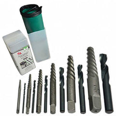 Screw Extractor Set: 12 Pc Includes #1 to #6, 5/64, 7/64, 5/32, 1/4, 17/64 & 13/32, Fits #1 to #6 Screws