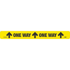 Adhesive Backed Floor Signs; Message Type: COVID-19; Graphic Type: Arrow; Message or Graphic: Message & Graphic; Legend: One Way One Way; Color: Yellow; Black; Special Color Properties: No Special Properties; Material: Vinyl; Shape: Rectangle; Square; Lan