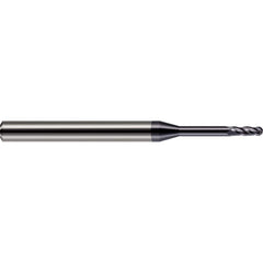 Ball End Mill: 0.078″ Dia, 0.234″ LOC, 4 Flute, Solid Carbide 2″ OAL, 1/8″ Shank Dia, 30 ° Helix, AlTiN Coated, Single End