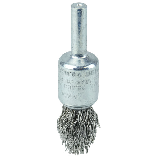 1/2″ Controlled Flare Crimped Wire End Brush, .014″ Stainless Steel Fill - All Tool & Supply