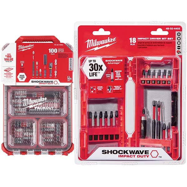 Milwaukee Tool - Power & Impact Screwdriver Bit Sets Point Type: Phillips; Slotted; Square; Torx Tool Type: Driver Bit - All Tool & Supply