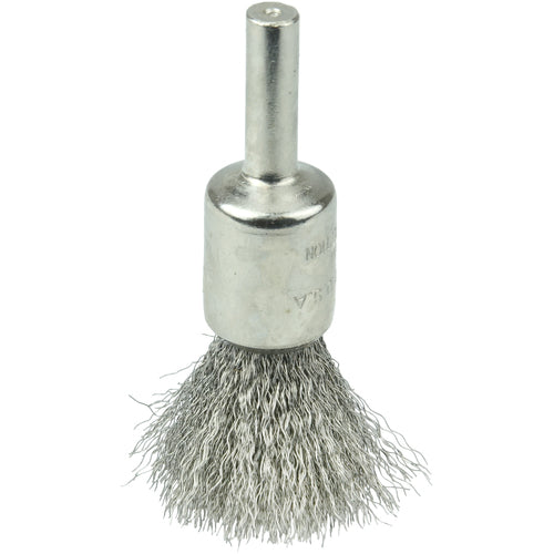 1/2″ Nickel-Plated Cup End Brush, .006″ Stainless Steel Crimped Wire Fill - All Tool & Supply