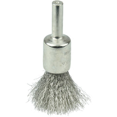 1/2″ Nickel-Plated Cup End Brush, .0104″ Stainless Steel Crimped Wire Fill - All Tool & Supply