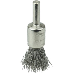 1/2″ Nickel-Plated Cup End Brush, .014″ Stainless Steel Crimped Wire Fill - All Tool & Supply