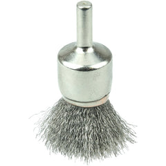 3/4″ Nickel-Plated Cup End Brush, .006″ Stainless Steel Crimped Wire Fill - All Tool & Supply