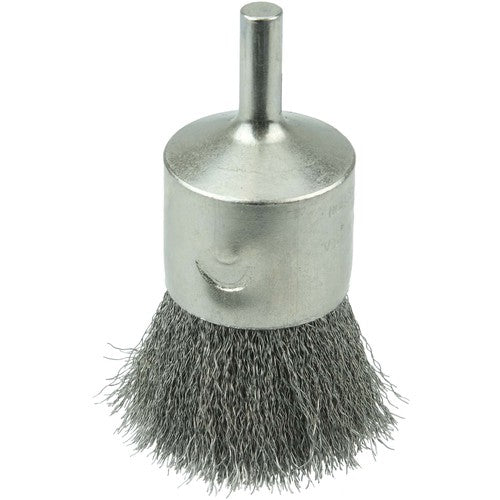 1″ Nickel-Plated Cup End Brush, .0104″ Stainless Steel Crimped Wire Fill - All Tool & Supply