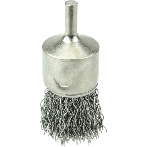 1″ Nickel-Plated Cup End Brush, .020″ Stainless Steel Crimped Wire Fill - All Tool & Supply