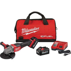 Milwaukee Tool - 4-1/2 - 6" Wheel Diam, 9,000 RPM, Cordless Angle & Disc Grinder - 5/8-11 Spindle, 18 Volts, 6 Amps, Side Exhaust - All Tool & Supply