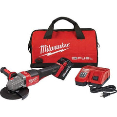 Milwaukee Tool - 4-1/2 - 6" Wheel Diam, 9,000 RPM, Cordless Angle & Disc Grinder - 5/8-11 Spindle, 18 Volts, 6 Amps, Side Exhaust - All Tool & Supply