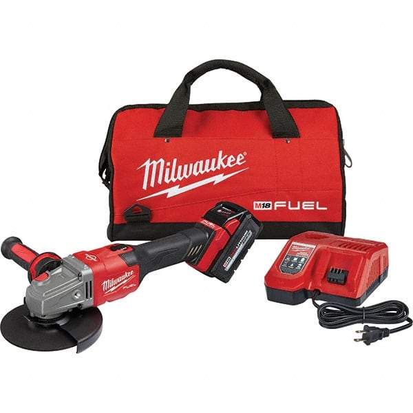 Milwaukee Tool - 4-1/2 - 6" Wheel Diam, 9,000 RPM, Cordless Angle & Disc Grinder - 5/8-11 Spindle, 18 Volts, 6 Amps, Side Exhaust - All Tool & Supply