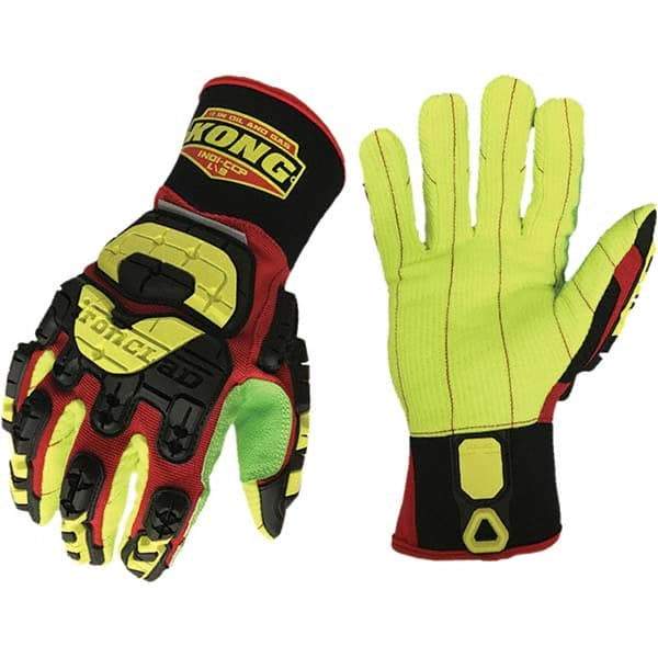 ironCLAD - Size L (9) Synthetic Impact Protection Work Gloves - For General Purpose, Uncoated, Slip-On Cuff, Red/Green, Paired - All Tool & Supply