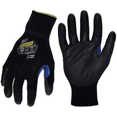 ironCLAD - Size M (8) Nylon Work Gloves - For General Purpose, Palm Coated, Knit Wrist, Black, Paired - All Tool & Supply