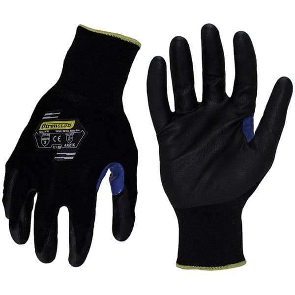 ironCLAD - Size XL (10) Nylon Work Gloves - For General Purpose, Palm Coated, Knit Wrist, Black, Paired - All Tool & Supply